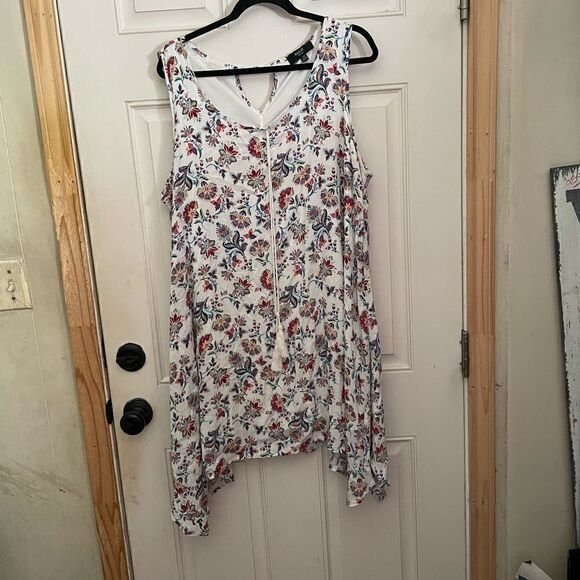Naif White Floral Swing Dress Size 2X - Picture 1 of 4
